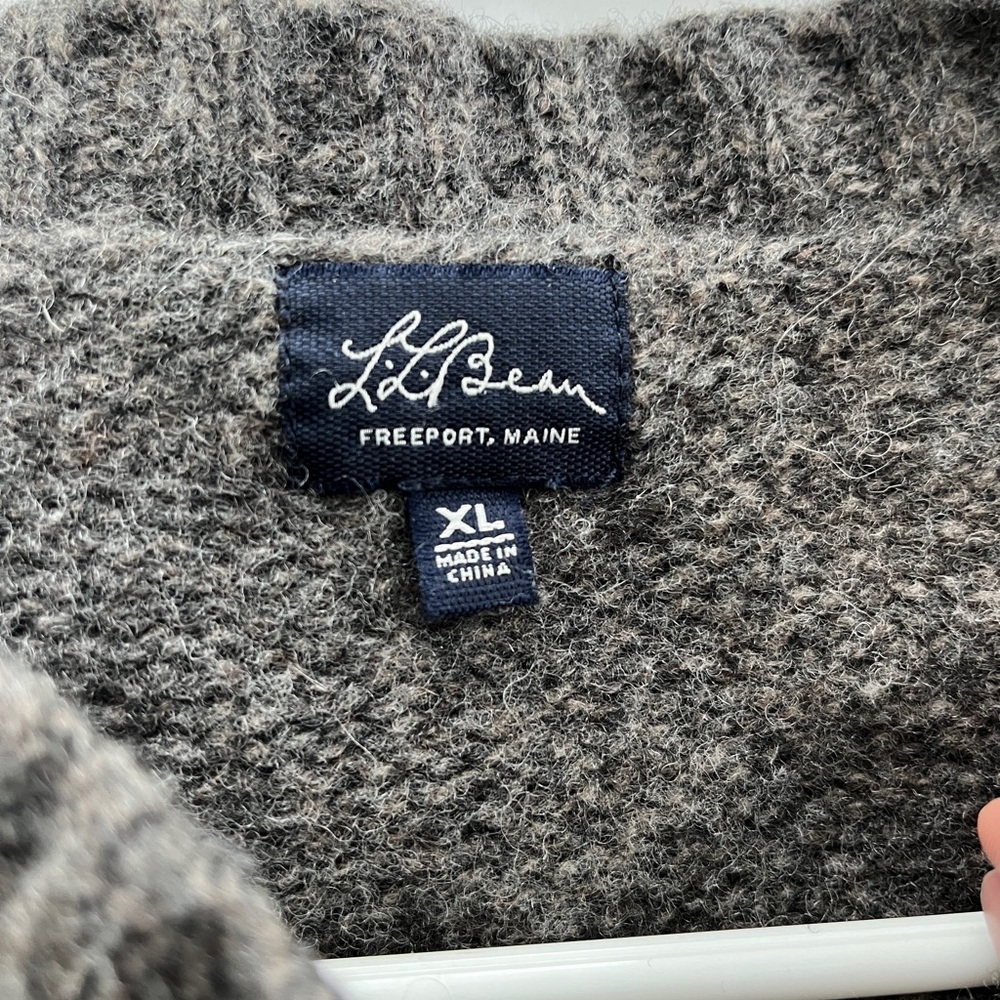 L.L. Bean Men's Classic Ragg Wool Crewneck Sweater, Charcoal - Picture 3 of 5